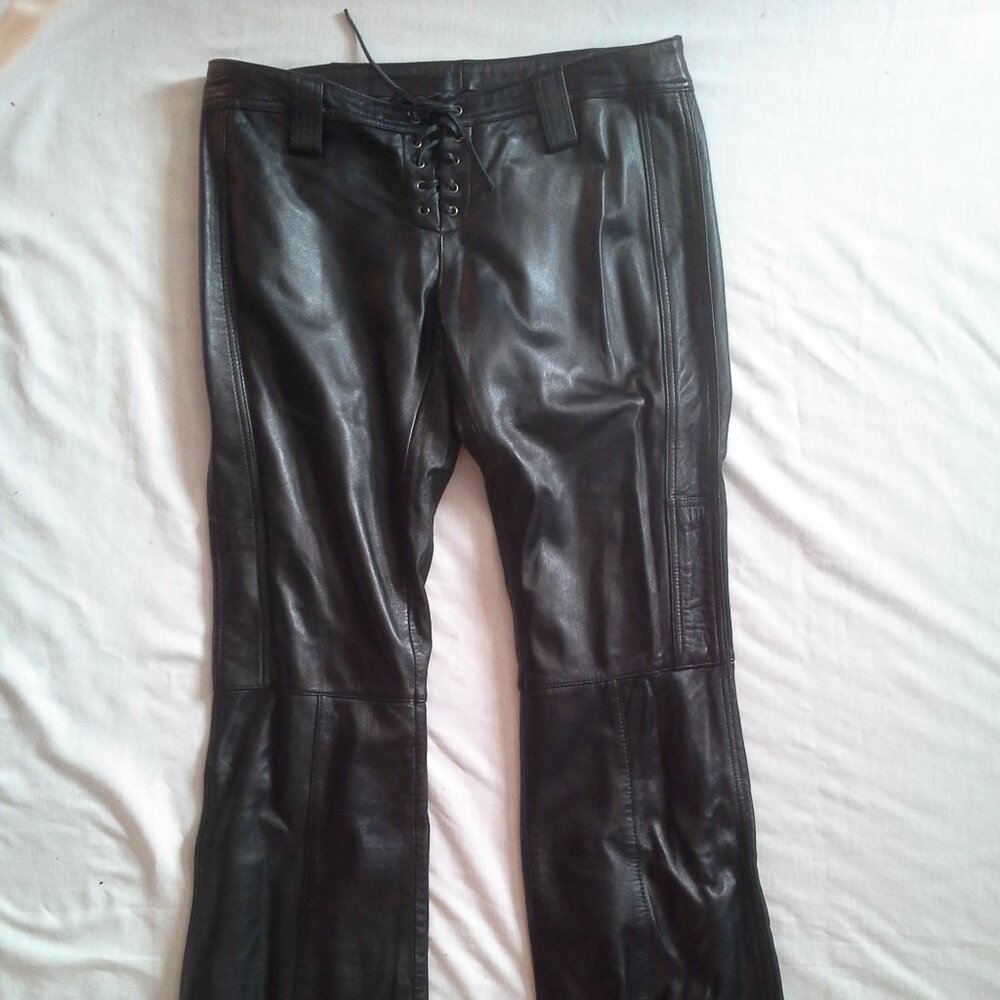 Leather Pants with lace-up front - like new - sz 10